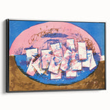 Modern Wall Art: Abstract Elliptical Design in Blue, Pink, and Brown
