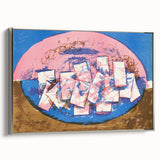 Modern Wall Art: Abstract Elliptical Design in Blue, Pink, and Brown
