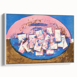 Modern Wall Art: Abstract Elliptical Design in Blue, Pink, and Brown