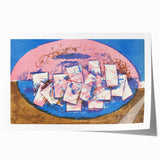 Modern Wall Art: Abstract Elliptical Design in Blue, Pink, and Brown