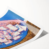 Modern Wall Art: Abstract Elliptical Design in Blue, Pink, and Brown