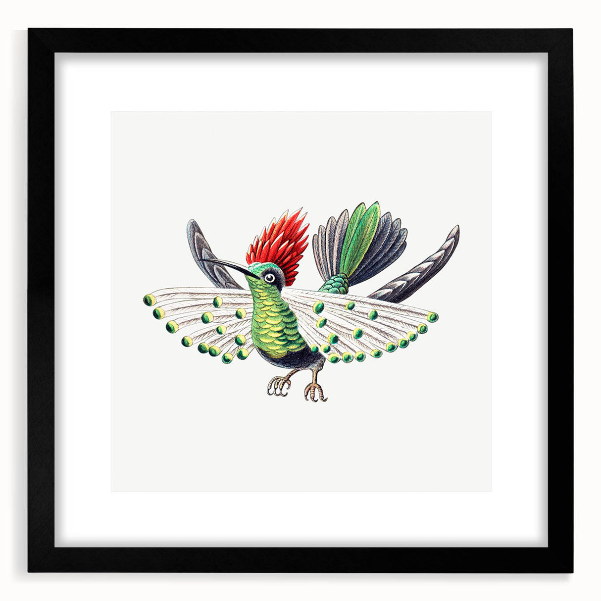 Modern Wall Art - Vibrant Hummingbird Illustration in Bold Colors