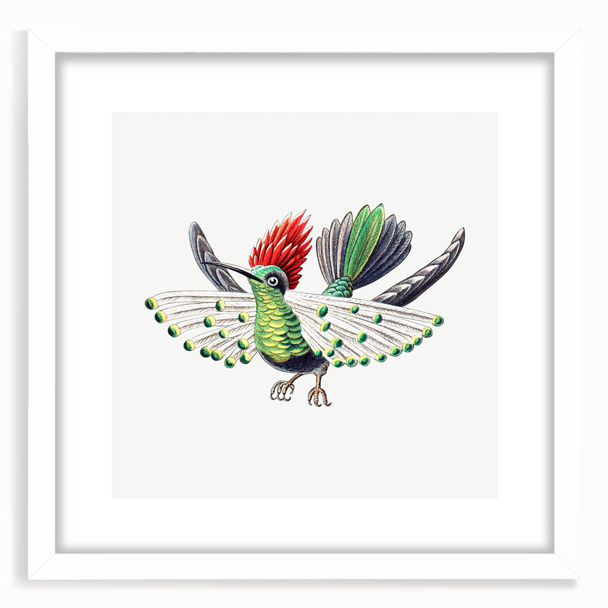 Modern Wall Art - Vibrant Hummingbird Illustration in Bold Colors