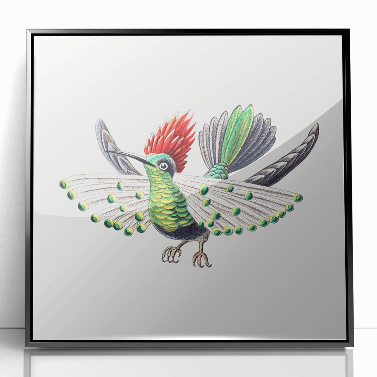 Modern Wall Art - Vibrant Hummingbird Illustration in Bold Colors