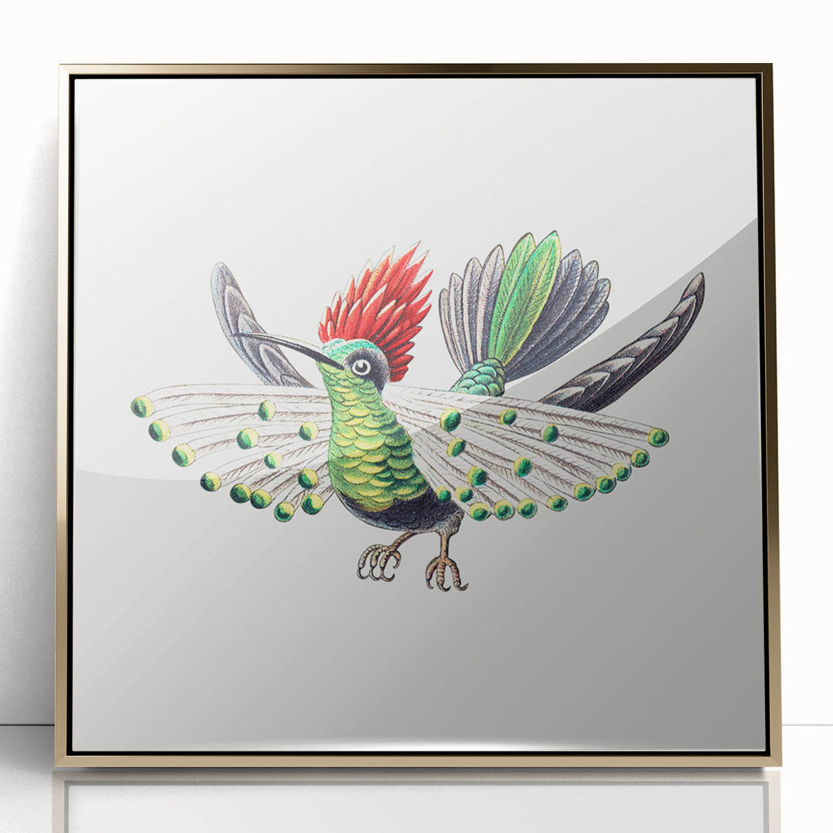Modern Wall Art - Vibrant Hummingbird Illustration in Bold Colors