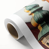 Scenic rolled canvas depicting a vibrant landscape with a majestic castle, showcasing rich colors and intricate details, ideal for home decor or art enthusiasts.