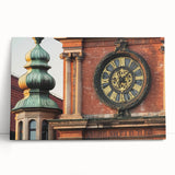 Stretched canvas artwork showcasing a vibrant landscape with a majestic castle, surrounded by lush greenery and a clear blue sky, perfect for home decor.