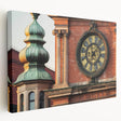 Stretched canvas artwork depicting a serene landscape with a majestic castle, featuring vibrant colors and intricate details, perfect for home decor.