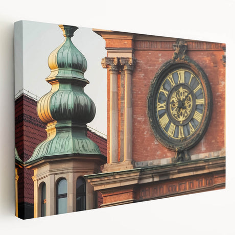 Stretched canvas artwork depicting a serene landscape with a majestic castle, featuring vibrant colors and intricate details, perfect for home decor.