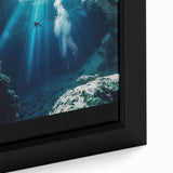 Framed canvas artwork depicting a vibrant cave landscape with intricate details and rich colors, ideal for enhancing home decor and artistic ambiance.