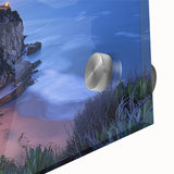 Close-up of a vibrant acrylic painting depicting dramatic cliffs and landscapes, showcasing rich textures and colors that capture the essence of nature. Ideal for art enthusiasts and home decor.