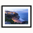 Elegant black-framed landscape artwork showcasing rugged cliffs and serene skies, perfect for enhancing home decor with a touch of nature's beauty.