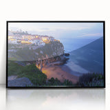 Framed acrylic landscape artwork showcasing dramatic cliffs with vibrant colors and intricate details, set against a sleek black frame, perfect for modern decor.