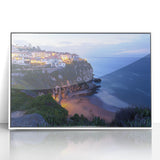 Framed acrylic artwork depicting dramatic cliffs and serene landscapes, showcasing vibrant colors and intricate details, perfect for home decor enhancement.