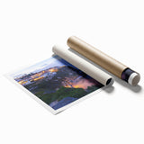 Vibrant landscape canvas print showcasing dramatic cliffs and serene ocean views, rolled and protected in a durable cardboard tube for easy transport. Perfect for art lovers and home decor enthusiasts seeking nature-inspired wall art.