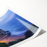 Vibrant landscape canvas print showcasing dramatic cliffs and rolling hills, rolled for easy transport and storage, perfect for home decor enthusiasts.