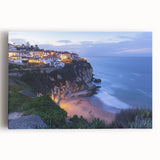 Stretched canvas artwork depicting vibrant landscapes with dramatic cliffs under a bright blue sky, ideal for home decor or office settings.