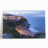 Stretched canvas artwork depicting a breathtaking landscape of rugged cliffs under a vibrant sunset, enhancing home decor with natural beauty and serenity.