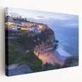Stretched canvas artwork depicting a breathtaking cliff landscape at sunset, showcasing vibrant colors and intricate details, perfect for modern home decor.