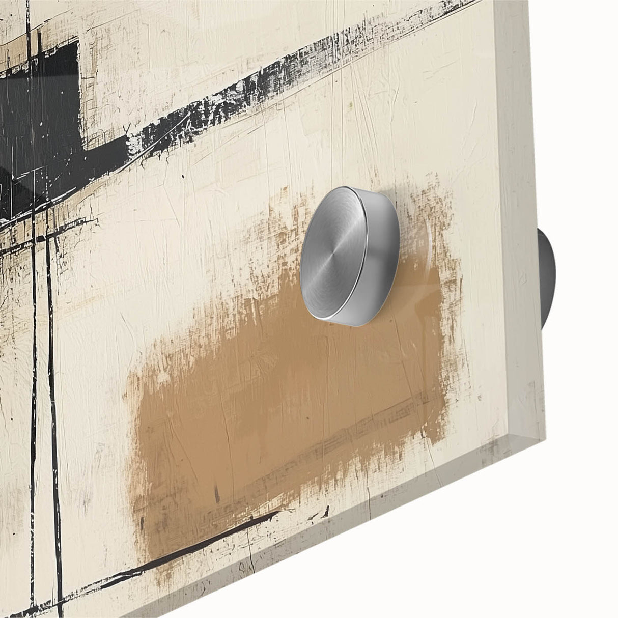 Framed Bedroom Art – Abstract Canvas Print in Beige & Dark Gray