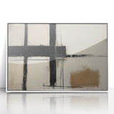 Framed Bedroom Art – Abstract Canvas Print in Beige & Dark Gray