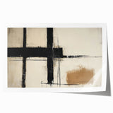 Framed Bedroom Art – Abstract Canvas Print in Beige & Dark Gray