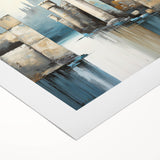 Abstract architecture wall art on rolled canvas, showcasing vibrant geometric shapes and a modern color palette, perfect for contemporary home decor.