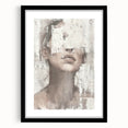Abstract figurative wall art framed in black with a white mat, showcasing colorful geometric shapes. Ideal for modern home decor, adding a vibrant touch to living spaces.