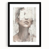 Abstract figurative wall art framed in black with a white mat, showcasing colorful geometric shapes. Ideal for modern home decor, adding a vibrant touch to living spaces.
