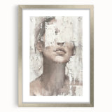 Abstract figurative wall art framed in silver with a mat, showcasing a modern design that adds elegance to any interior décor, perfect for contemporary spaces.