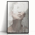 Framed abstract figurative wall art featuring bold colors and dynamic shapes, displayed in a sleek black frame, perfect for modern home decor.