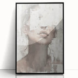 Framed abstract figurative wall art featuring bold colors and dynamic shapes, displayed in a sleek black frame, perfect for modern home decor.