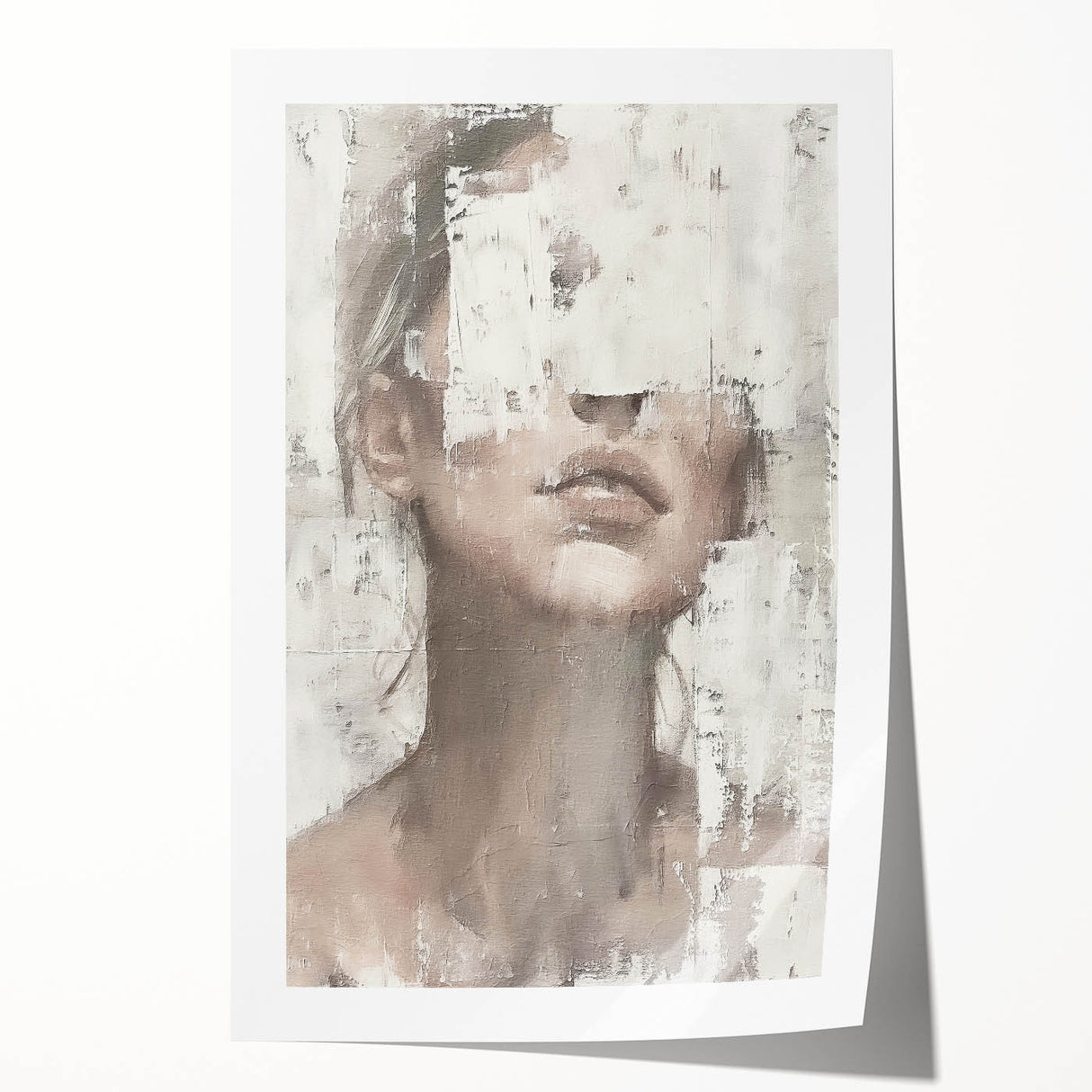 Abstract figurative wall art print showcasing vibrant colors and dynamic shapes, rolled and ready for framing, perfect for modern home decor and artistic expression.