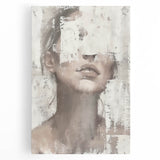 Abstract figurative wall art on stretched canvas, showcasing vibrant colors and dynamic shapes, perfect for modern home decor or artistic spaces.