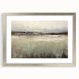 Abstract landscape wall art framed with a silver mat, showcasing vibrant colors and textured details, perfect for modern home decor. Ideal for enhancing any living space.