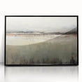 Framed abstract landscape wall art featuring vibrant colors and geometric patterns in a sleek black frame, ideal for modern home decor and artistic expression.