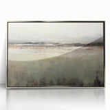 Framed acrylic wall art depicting an abstract landscape with silver accents, showcasing a modern aesthetic ideal for contemporary home decor. The artwork features vibrant colors and dynamic shapes, perfect for enhancing living spaces or offices.