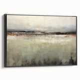 Framed canvas wall art featuring an abstract landscape design with rich colors and textures, displayed in a sleek black frame, enhancing contemporary decor.