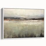 Framed abstract landscape wall art showcasing soft pastel colors and organic shapes, presented in a sleek white frame, ideal for modern home decor.