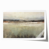 Abstract landscape wall art print showcasing vibrant colors of blue, orange, and green, rolled up for shipping in a protective cardboard tube, ideal for home decor.