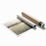 Abstract landscape wall art print featuring vibrant colors and fluid shapes, rolled for easy shipping and display in modern interiors. Perfect for contemporary decor.