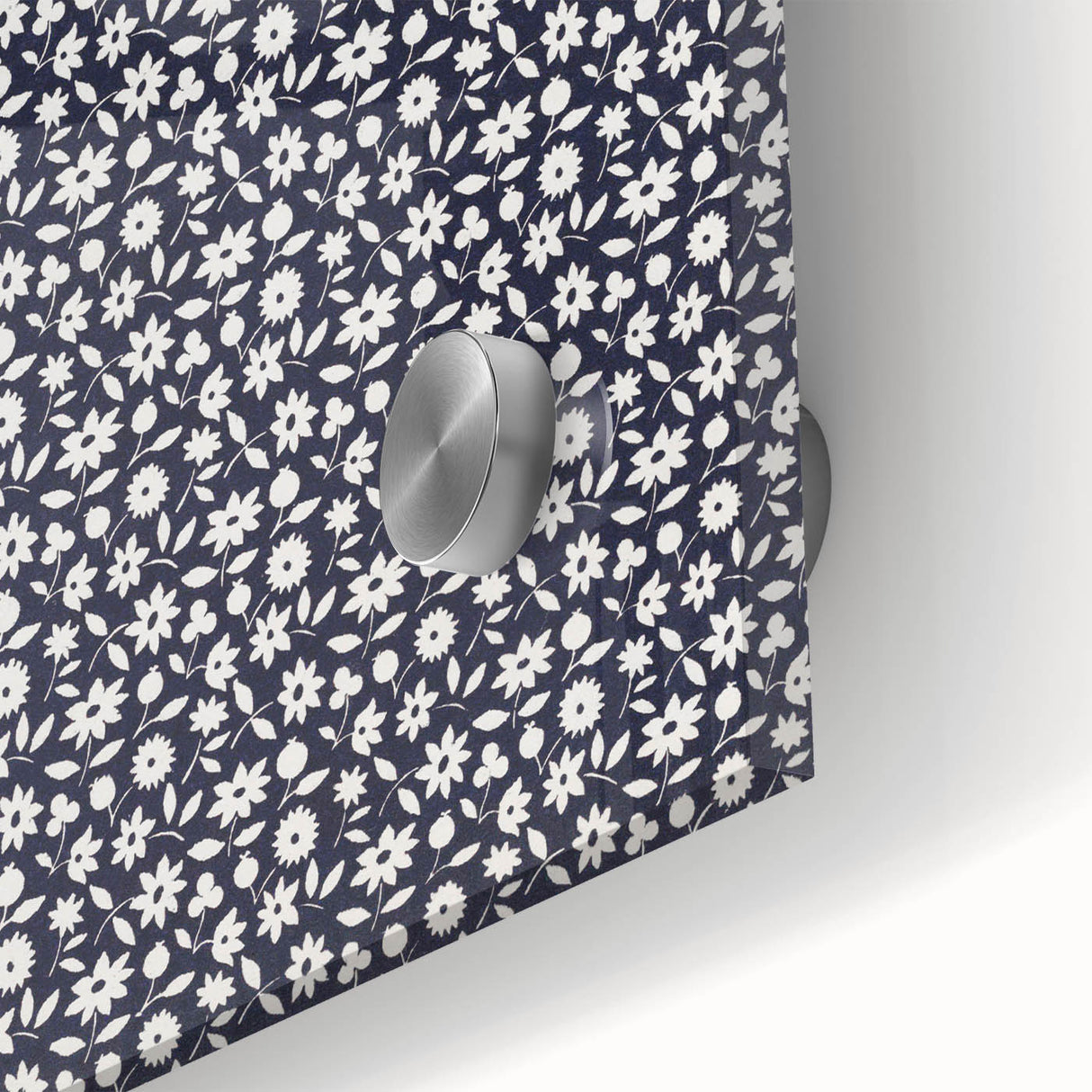 Elegant Art Deco Floral Pattern - White Flowers on Deep Navy Background