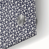 Elegant Art Deco Floral Pattern - White Flowers on Deep Navy Background