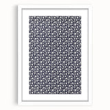 Elegant Art Deco Floral Pattern - White Flowers on Deep Navy Background