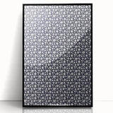 Elegant Art Deco Floral Pattern - White Flowers on Deep Navy Background