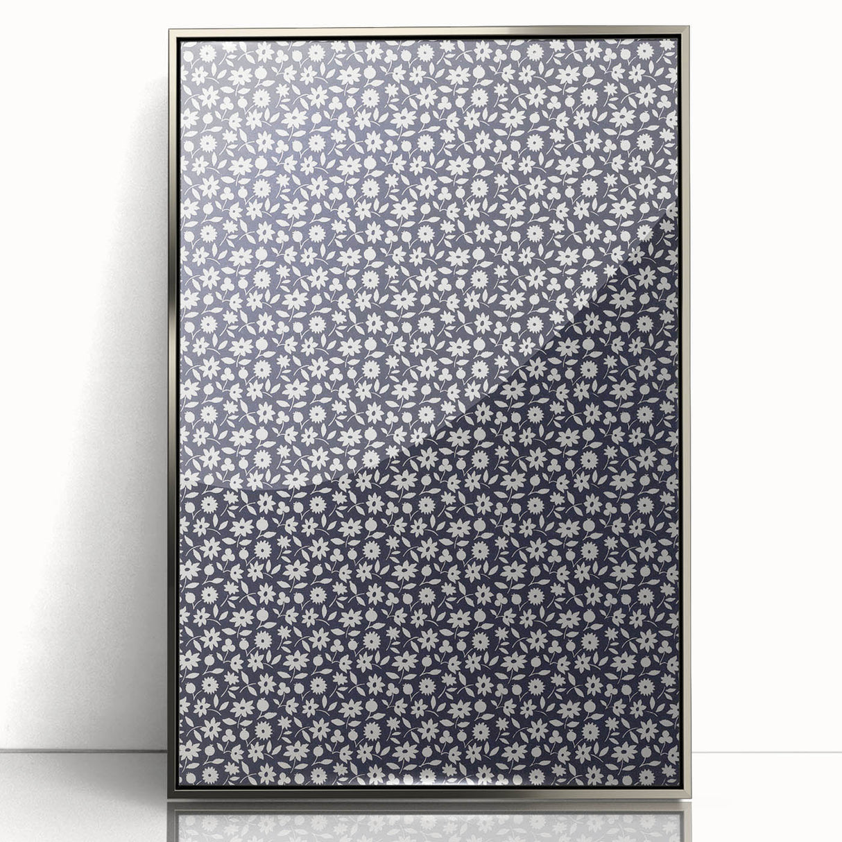 Elegant Art Deco Floral Pattern - White Flowers on Deep Navy Background