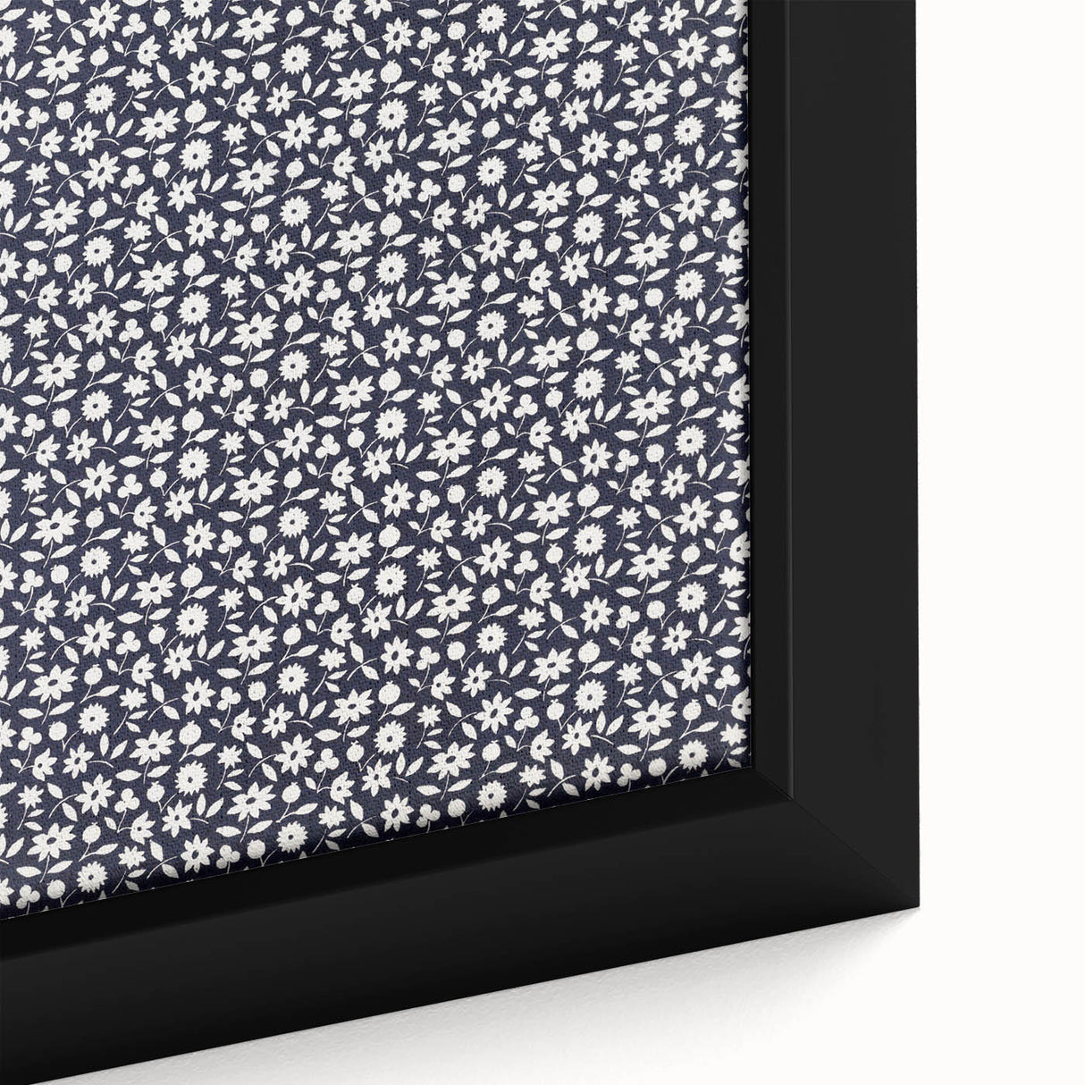 Elegant Art Deco Floral Pattern - White Flowers on Deep Navy Background