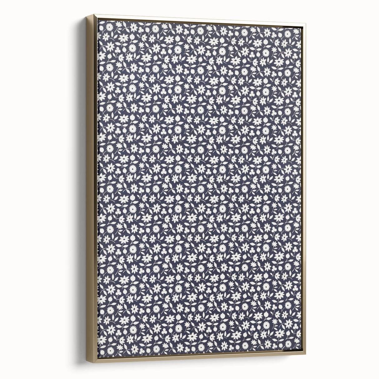 Elegant Art Deco Floral Pattern - White Flowers on Deep Navy Background