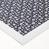 Elegant Art Deco Floral Pattern - White Flowers on Deep Navy Background