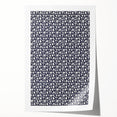 Elegant Art Deco Floral Pattern - White Flowers on Deep Navy Background